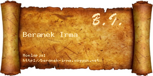 Beranek Irma névjegykártya